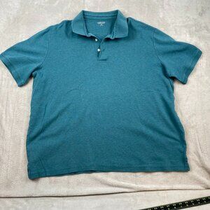 Lands End Mens Teal Polo Shirt Traditional Fit Short Sleeve Cotton XL